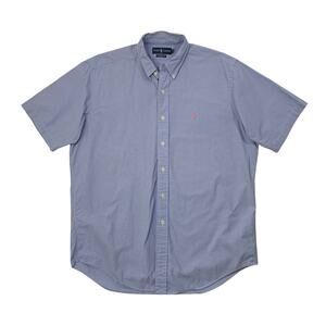 Ralph Lauren Shirt Mens L Cornflower Blue Cotton Classic Fit Check Button Down